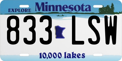 MN license plate 833LSW