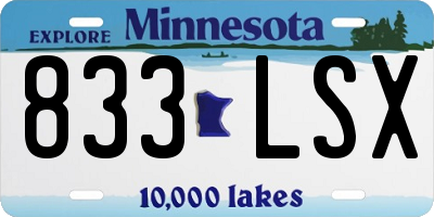 MN license plate 833LSX