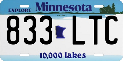 MN license plate 833LTC