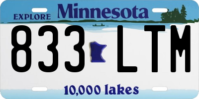 MN license plate 833LTM