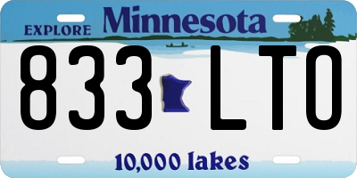 MN license plate 833LTO