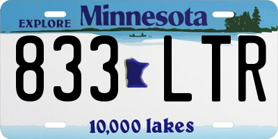 MN license plate 833LTR