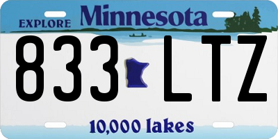MN license plate 833LTZ