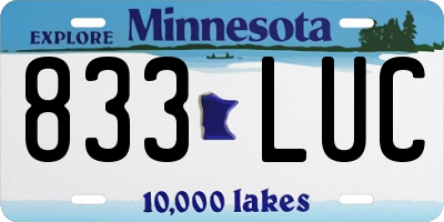 MN license plate 833LUC