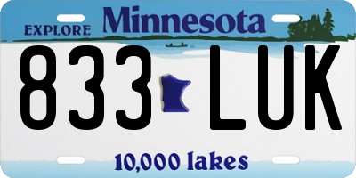 MN license plate 833LUK