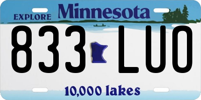 MN license plate 833LUO