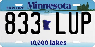 MN license plate 833LUP