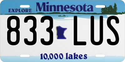 MN license plate 833LUS