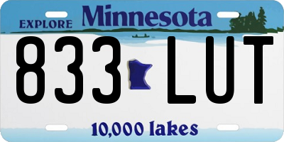 MN license plate 833LUT