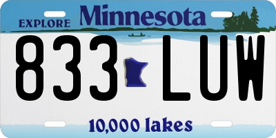 MN license plate 833LUW