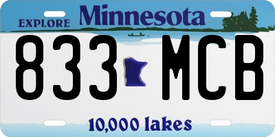 MN license plate 833MCB