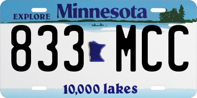MN license plate 833MCC