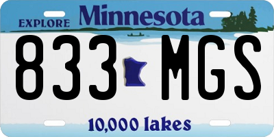 MN license plate 833MGS