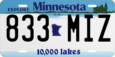 MN license plate 833MIZ