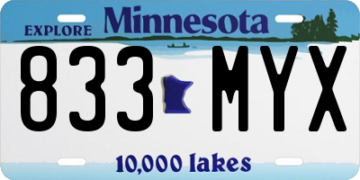 MN license plate 833MYX