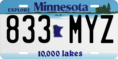 MN license plate 833MYZ