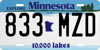 MN license plate 833MZD