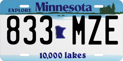 MN license plate 833MZE