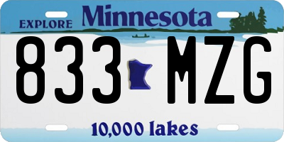 MN license plate 833MZG