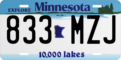 MN license plate 833MZJ