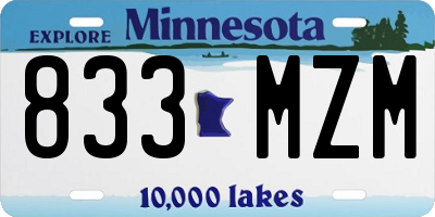 MN license plate 833MZM