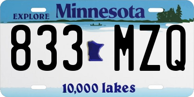 MN license plate 833MZQ