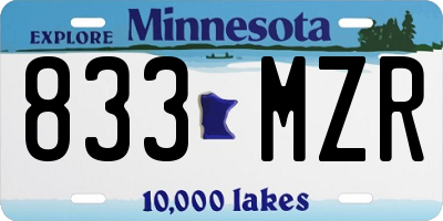 MN license plate 833MZR