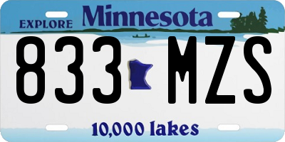 MN license plate 833MZS