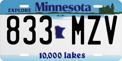 MN license plate 833MZV