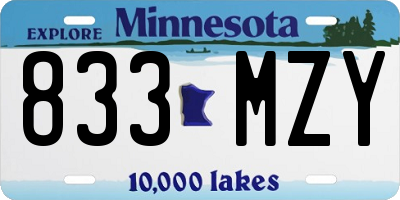 MN license plate 833MZY