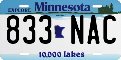 MN license plate 833NAC
