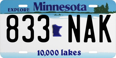 MN license plate 833NAK