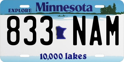 MN license plate 833NAM