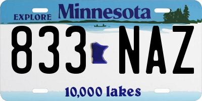 MN license plate 833NAZ