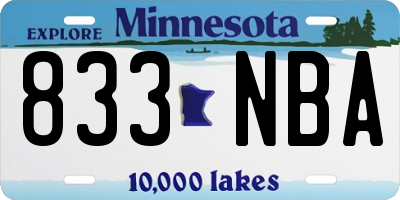MN license plate 833NBA