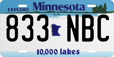MN license plate 833NBC