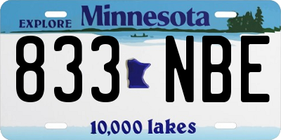 MN license plate 833NBE