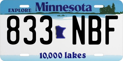 MN license plate 833NBF