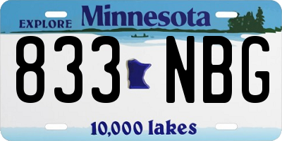 MN license plate 833NBG