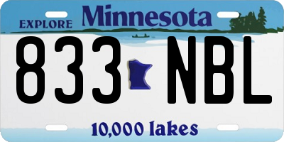 MN license plate 833NBL