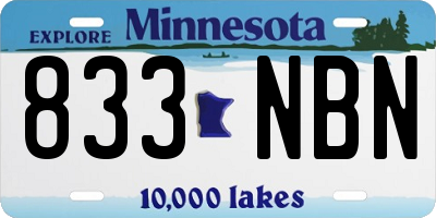 MN license plate 833NBN