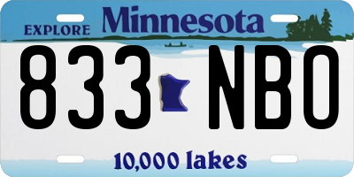 MN license plate 833NBO