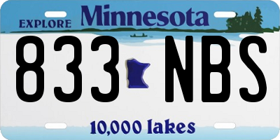 MN license plate 833NBS