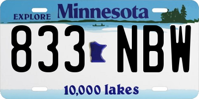 MN license plate 833NBW