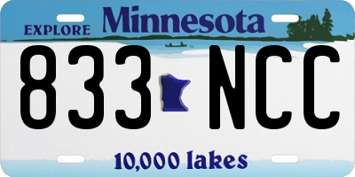 MN license plate 833NCC