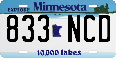 MN license plate 833NCD