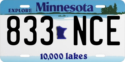 MN license plate 833NCE