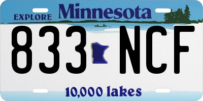 MN license plate 833NCF