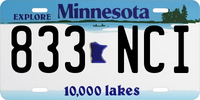 MN license plate 833NCI