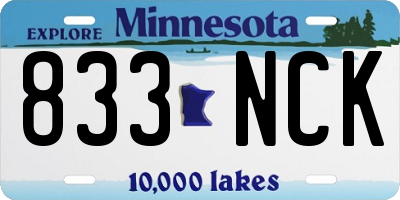 MN license plate 833NCK